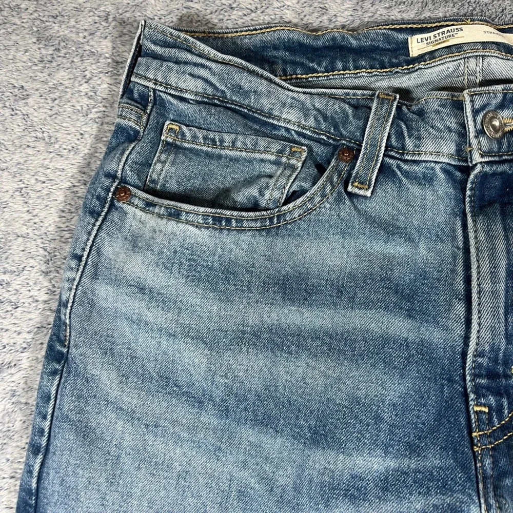 Levi Strauss Signature Gold Mens Straight Fit Medium Wash Jeans W32 L34 (32.5)